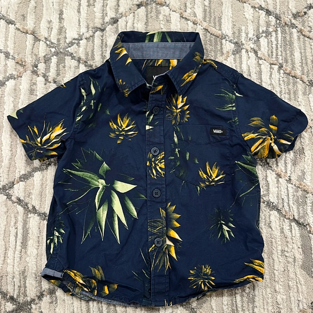 Vans blue button up shirt